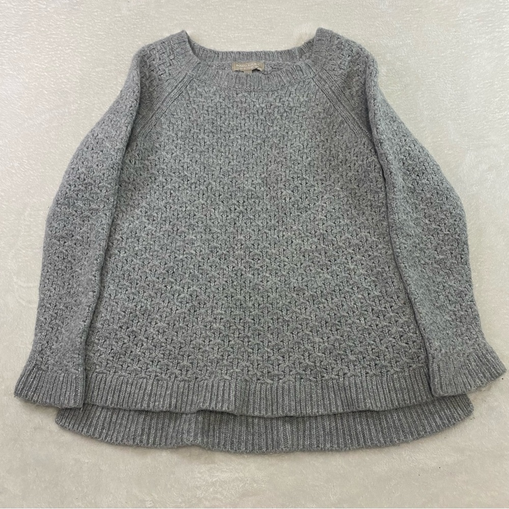 Banana Republic Italian Yarn Gray Chunky Knit Sweater Merino Wool Alpaca Large